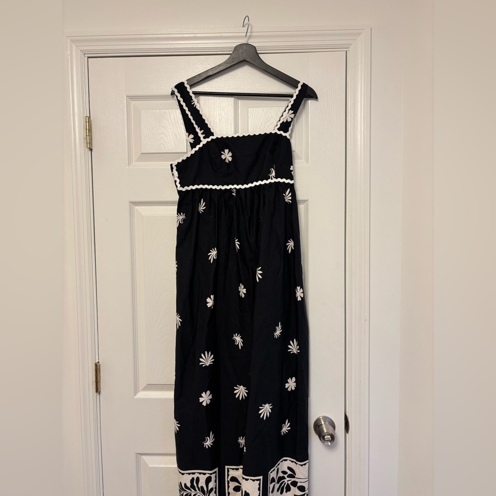 Zara Printed Knotted Midi Dress Black Ecru SS24 Women’s Size M - Picture 6 of 9